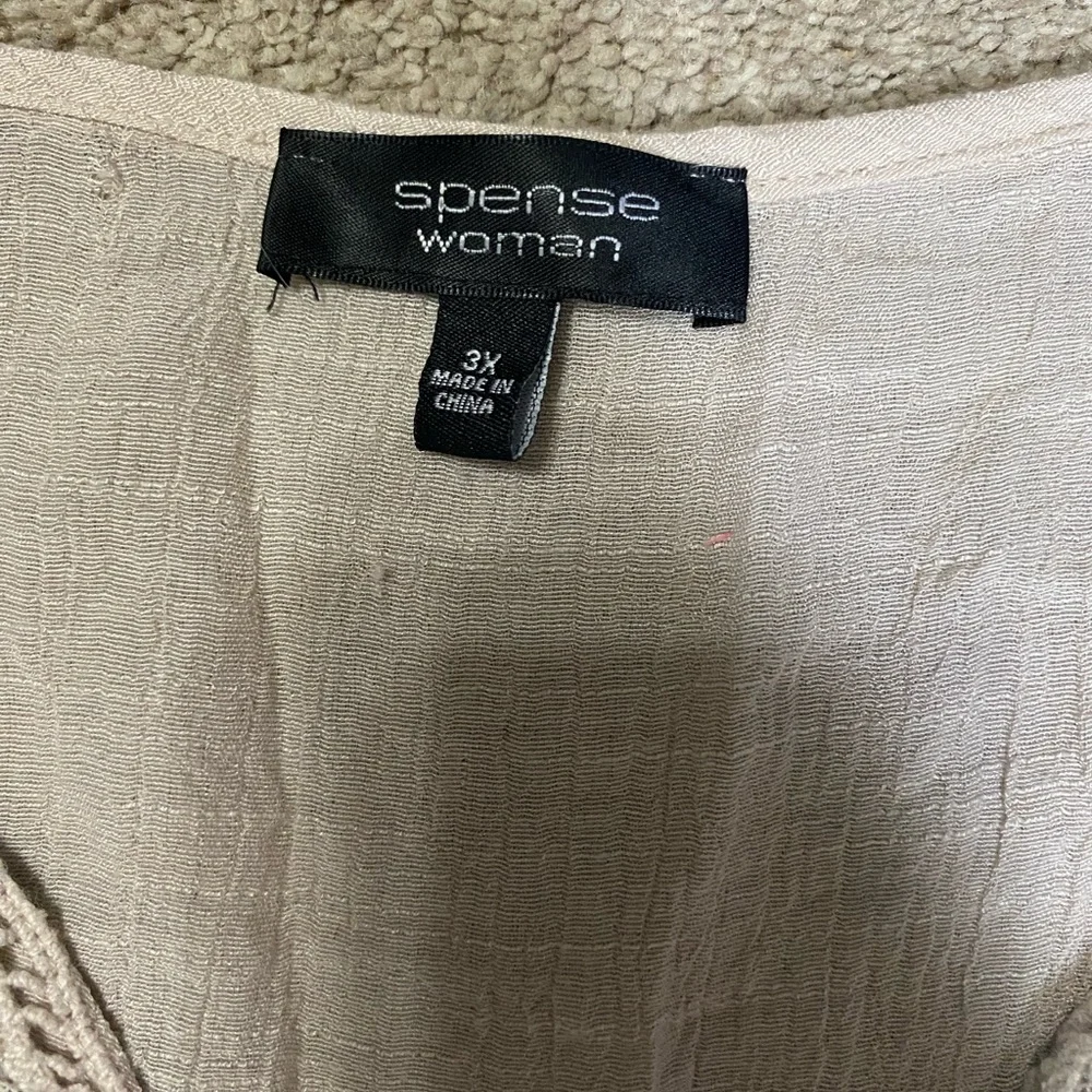 Spense Lightweight Crochet Detail Button Down Top Size 3X - Picture 2 of 4